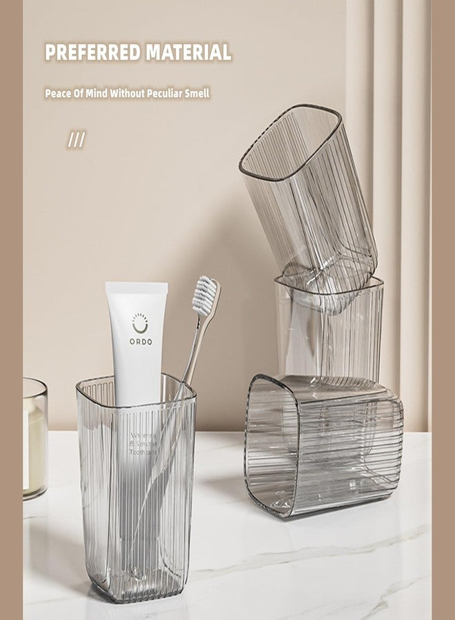 Chchmu Bathroom Toothbrush Cup 2 Pcs Minimalist Tumbler Cup Unbreakable Bathroom Wash Cup Large Capacity Couple Toothbrush Cup & Toothpaste Holder, Drink Cup Set of 2 - Image 2